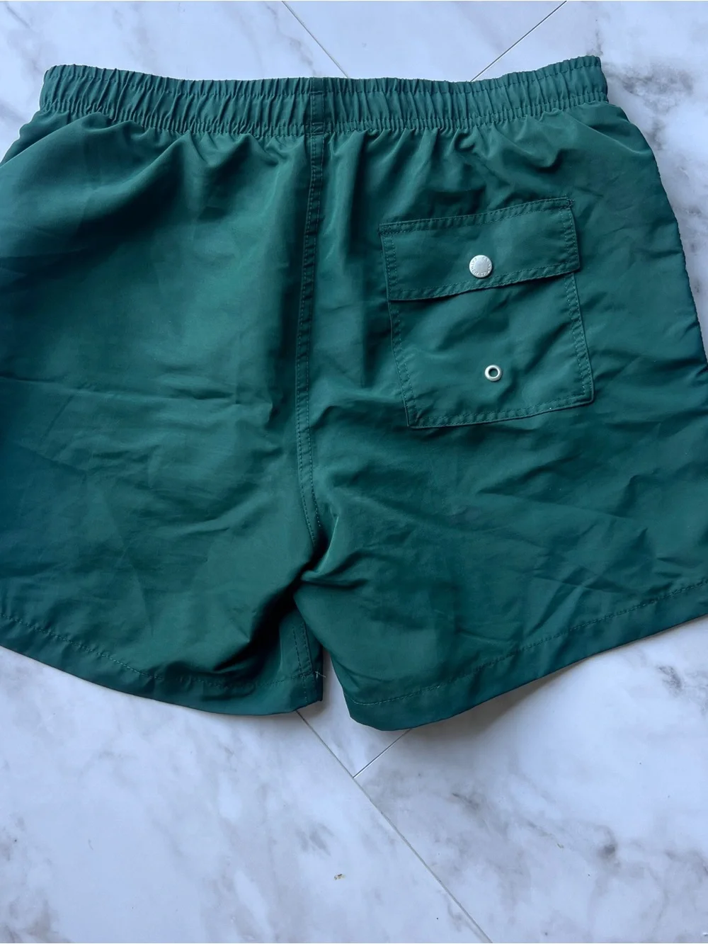 Men's Green Bather Swim Trunks with Drawstring
